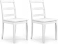 GOFLAME Dining Chairs Set of 2, Ladder Back Side Chairs with Solid Rubber Wood Legs & Non-Slip Food Pads, 2-Pack Space-Saving Armless Dining Chairs for Dining Room, Living Room, Restaurant, White