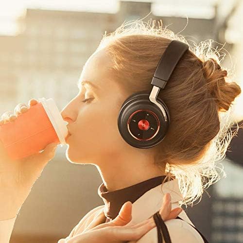 Bluetooth 5.0 Headphones Stereo Foldable Headphones Gaming Earphone Soft Memory-Protein Earmuffs Deep Bass Noise Cancelling for PC/Cell Phones/TV,Black