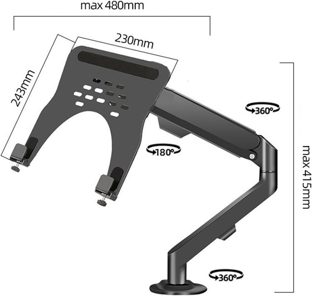 Adjustable Gas Spring Arm Monitor Stand with Laptop Tray for 17' 30' Screens Holds 4.4 19.8lbs Mount for Desk 2 in 1 Design Compatible with 10' 16' Laptops