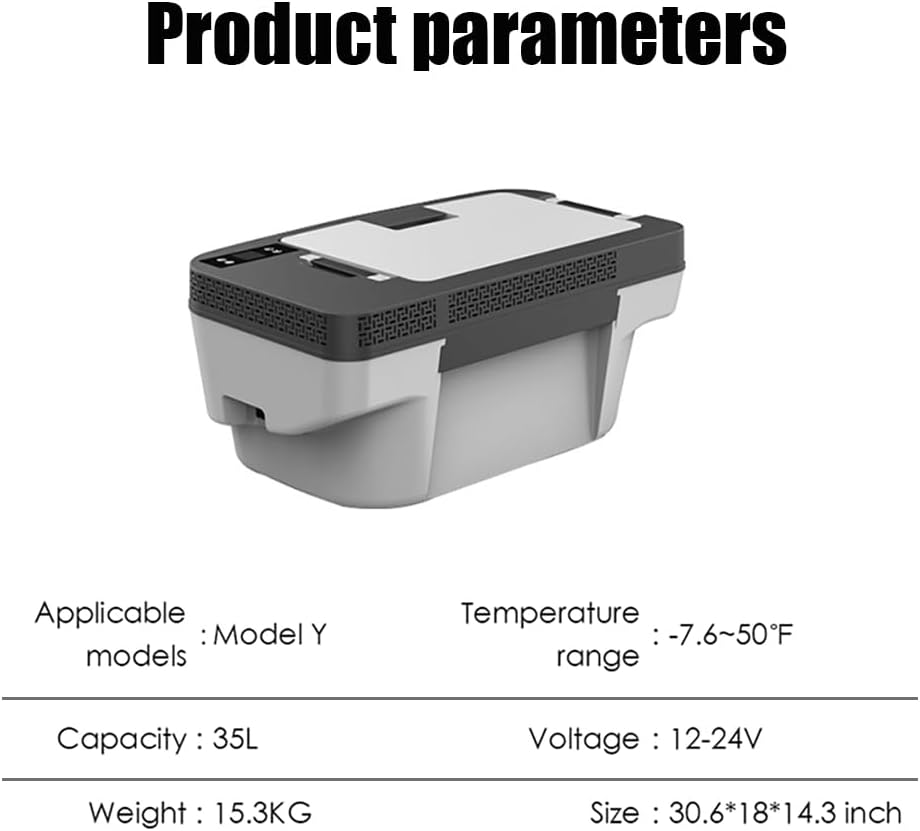 Model Y 2020-2025 Trunk 35L App Control Fridge Huge Car Refrigerator, Car Freezer for Tesla Model Y Juniper 2025+, -7.6℉-50℉ Trunk Portable Freezer for Camping Tailgating Road Trip Home