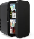 Mini Skincare Fridge (6 Liter/8 Can) with 12V DC 110～220 V AC Cooler and Warmer for Refrigerating Make Up Skin Care and Food Portable Mini Fridge for Bedroom Office and Car,Black
