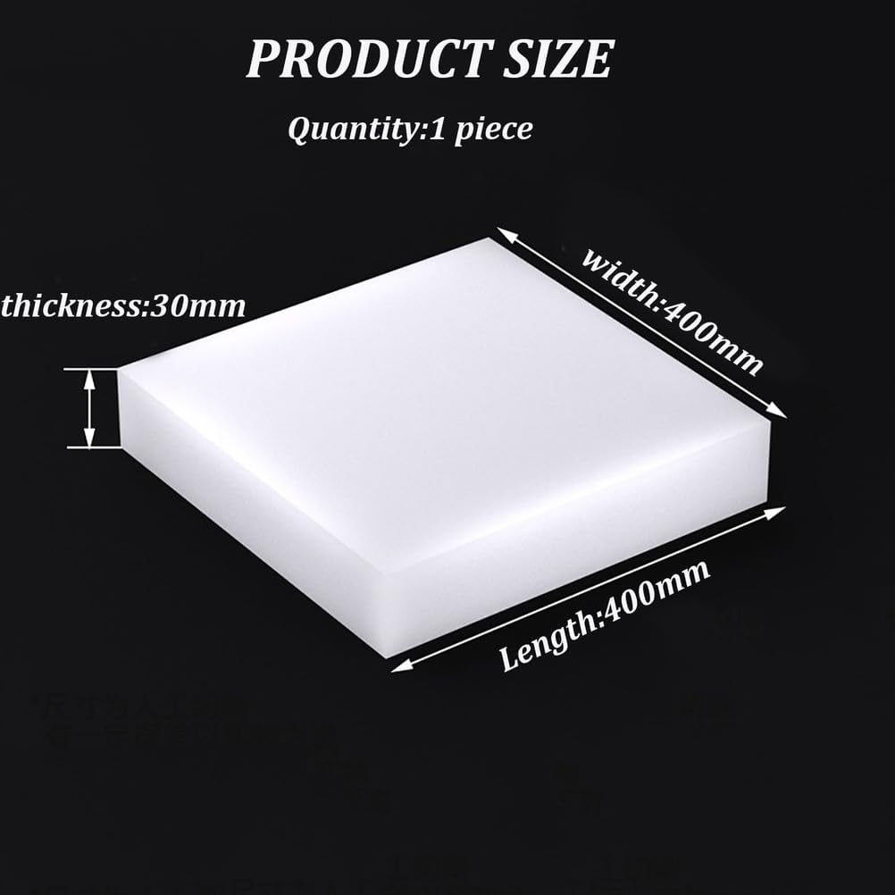 COYOUCO 400Mm×400Mm White Rubber Pad, 12Mm-50Mm Thick Silicone Non-Slip Sealing Pad for Furniture, Electronics, DIY Projects 1 Piece,30mm