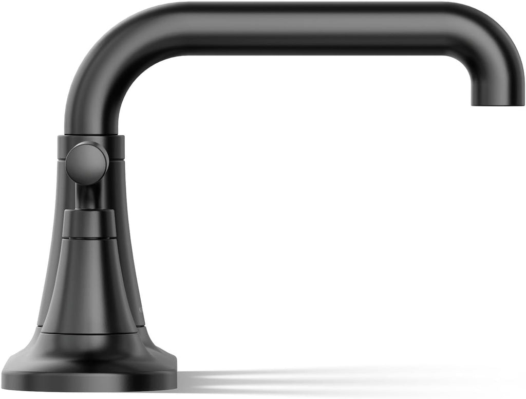 KOHLER K-27414-4-BL Tone™ Centerset Bathroom Sink Faucet, Clicker Drain, Bathroom Faucets, 1.2 GPM, Matte Black