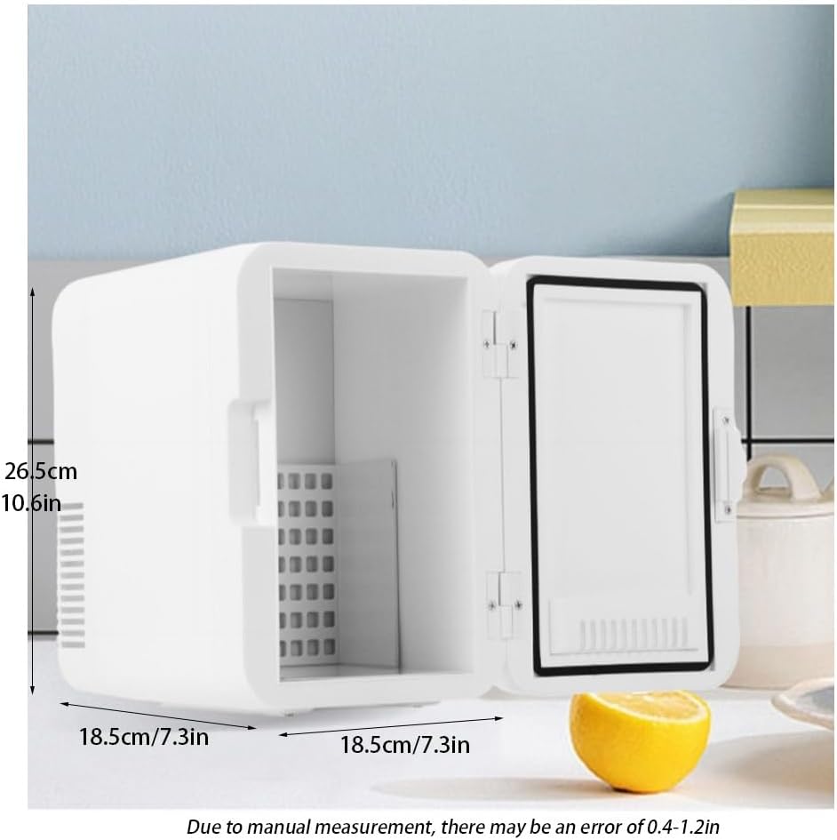 White Mini Fridge for Car/Home, Portable Cooler, Freezer Compressor Cooler with 8-Liter Capacity, Silent System