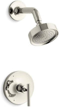 Kohler TS14422-4-SN Purist(R) Rite-Temp(R) shower valve trim with lever handle and 2.5 gpm showerhead, Vibrant Polished Nickel