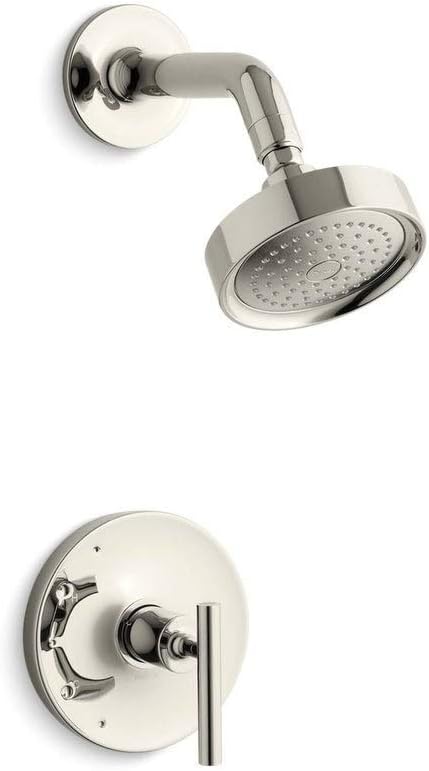 Kohler TS14422-4-SN Purist(R) Rite-Temp(R) shower valve trim with lever handle and 2.5 gpm showerhead, Vibrant Polished Nickel