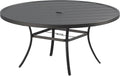 VICLLAX 60' Outdoor Round Patio Dining Table for 8-10, All Weather Metal Dining Table with Umbrella Hole for Deck Lawn Garden Backyard, Black