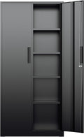 Bonusall 72' Storage Cabinet,2 Locking Doors & 4 Adjustable Shelves,Tall Cabinets,Heavy Duty Steel Cabinet for Home, Office, Warehouse, School (Black)