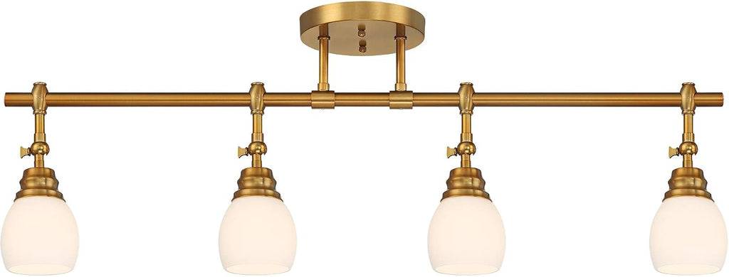 Pro Track Elm Park 4-Head Wall or Ceiling Track Light Fixture Kit Spot-Light Directional Adjustable Gold Finish Glass Modern Transitional Kitchen Bathroom Living Room Dining Hallway Bedroom 36' Wide