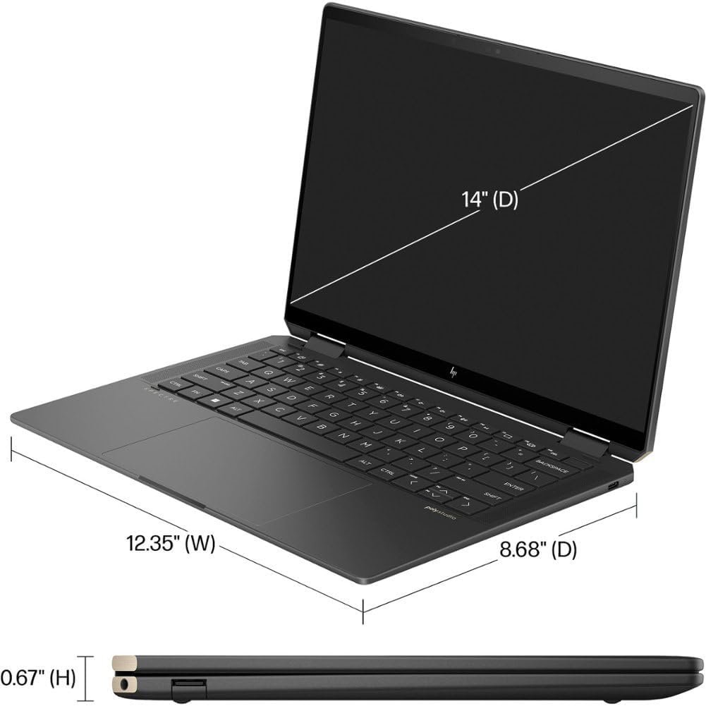 HP Spectre x360 2-in-1 14 2024 Laptop 14' 2.8K Touchscreen 16-Core Intel Evo Ultra 7 155H 32GB LPDDR5 4TB SSD Intel Arc Thunderbolt 4 Wi-Fi 6E Backlit Keyboard Fingerprint Win11 Home w/ONT 32GB USB