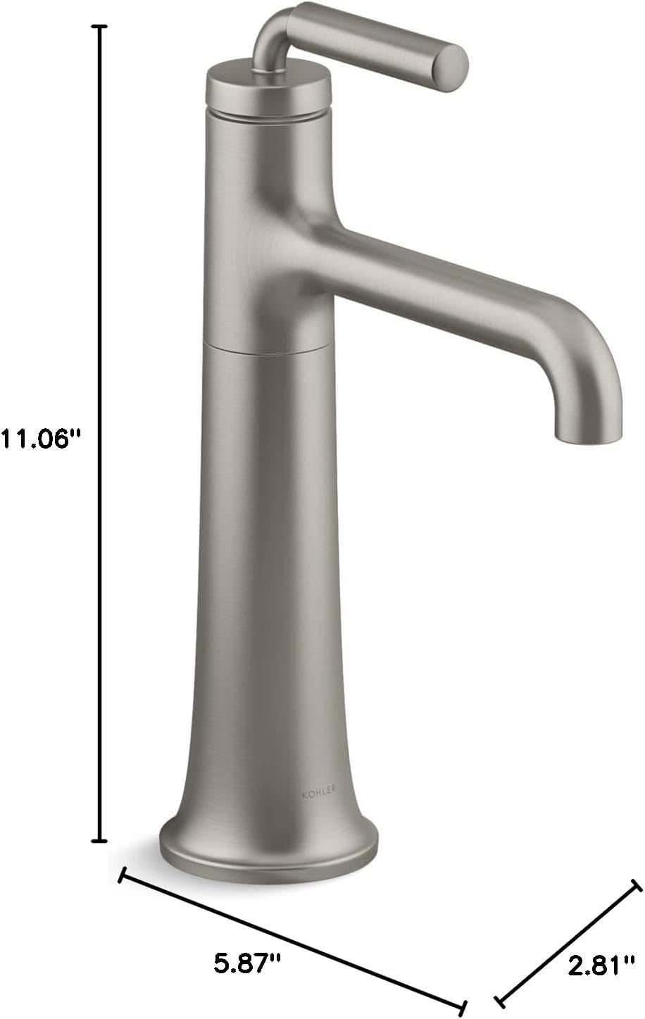 KOHLER 26437-4N-BN Tone K-26437-4N-BN ToneTall Single Handle Bathroom Sink Faucet, 5 GPM, Vibrant Brushed Nickel