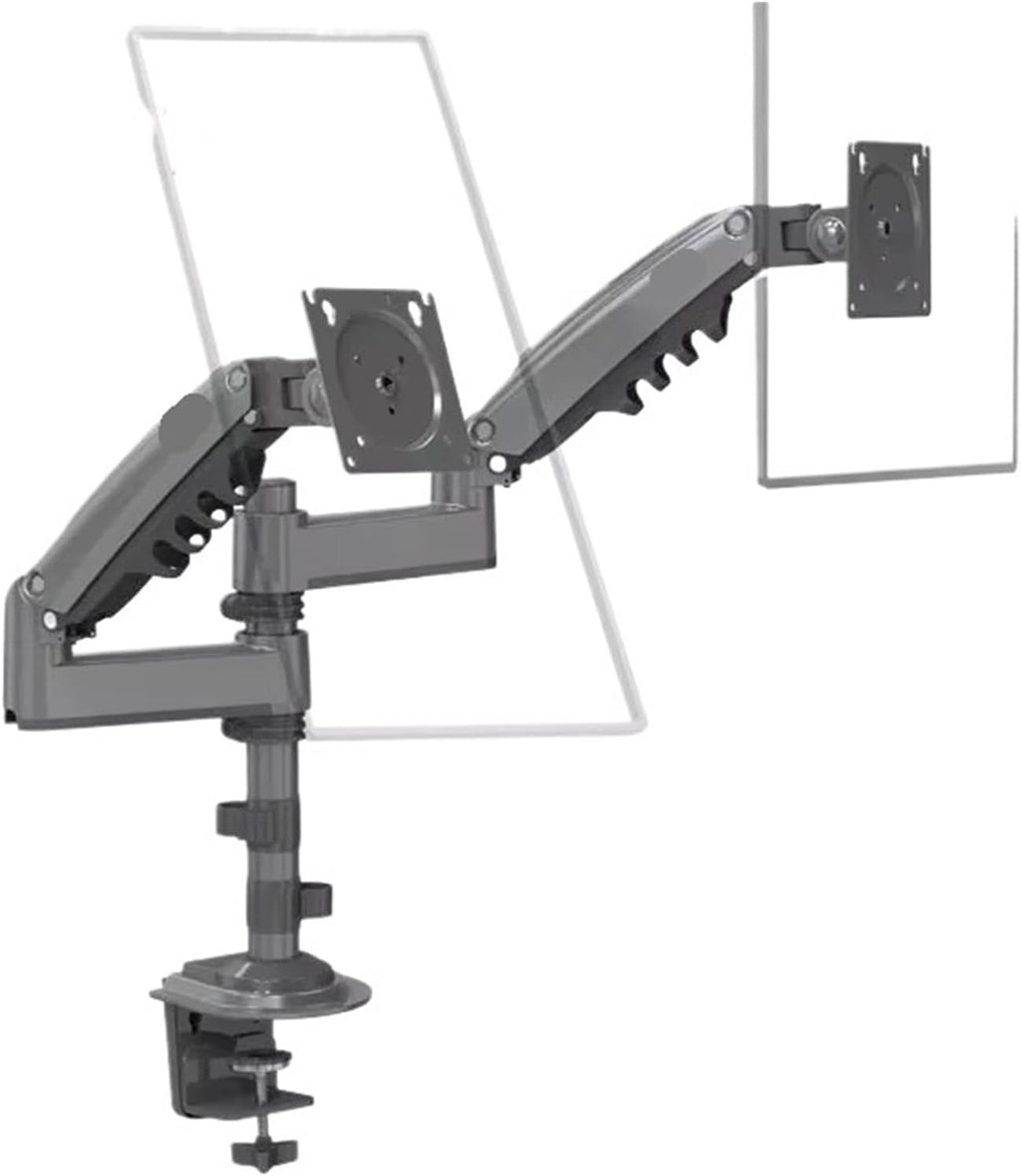 H180 17'-27' 22'-32' Dual Monitor Table Stand Gas Spring Full Motion LCD TV Stand 2-9 kg 2-12 kg Double Arm Clamp Stand(2-9KG Matte Charcoal)