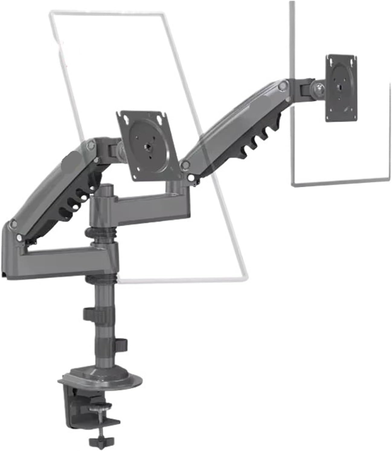 H180 17'-27' 22'-32' Dual Monitor Table Stand Gas Spring Full Motion LCD TV Stand 2-9 kg 2-12 kg Double Arm Clamp Stand(2-9KG Matte Charcoal)