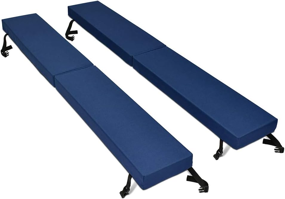 North American Mattress 6' Outdoor Picnic Bench Seat Cushion - 2 Piece Set; 72' (6ft) x 10' x 3'; Navy Blue - Folding & Easy to Carry
