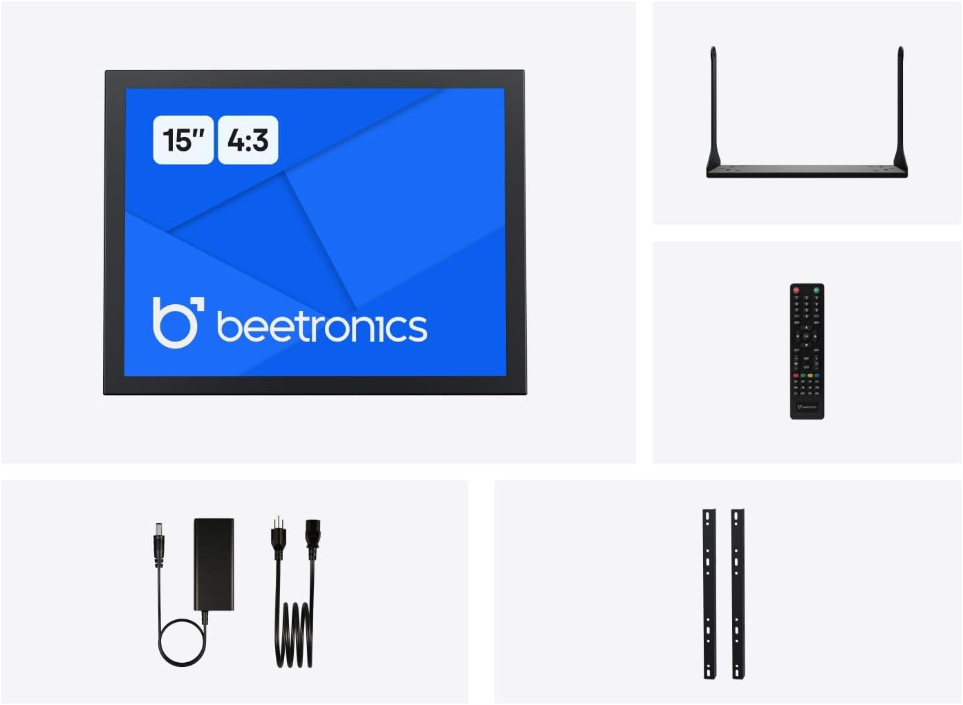 Beetronics 15-Inch Full HD IPS Monitor - Professional Industrial-Grade Display | HDMI, VGA, BNC, RCA Inputs | Durable Metal Housing, Matte Screen, 4:3 Aspect Ratio, Wide Viewing Angle - 15VG7M