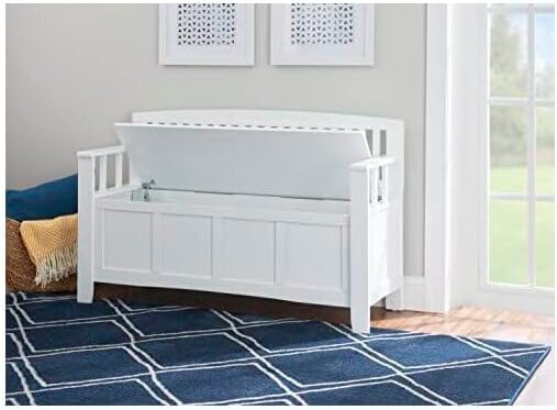HomeStock Storage Bench with Flip Top - Large Capacity Seating for Entryway, Bedroom & Living Room White