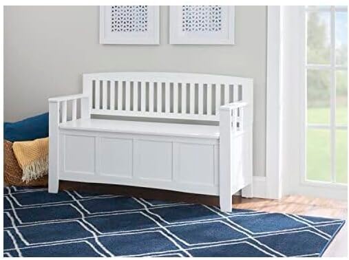 HomeStock Storage Bench with Flip Top - Large Capacity Seating for Entryway, Bedroom & Living Room White
