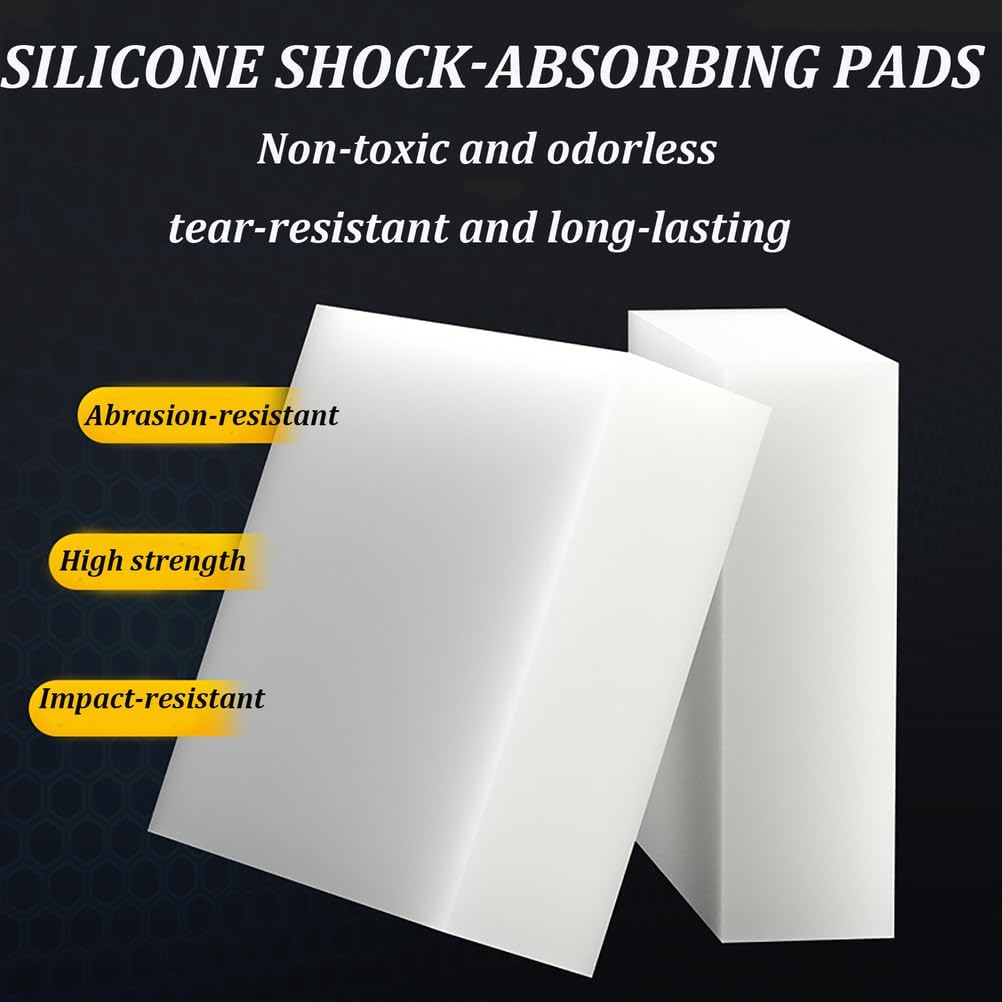 COYOUCO 250Mm×250Mm White Rubber Pad, 12Mm-50Mm Thick Silicone Non-Slip Sealing Pad for Furniture, Electronics, DIY Projects 1 Piece,45mm