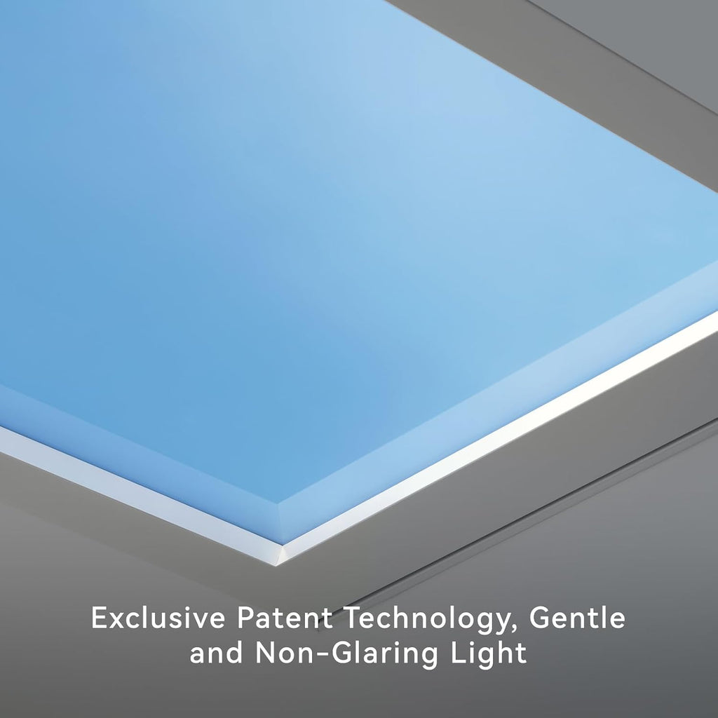 1x1 Ft Smart Blue Sky Light Ceiling Lamp, APP Control and Biological Rhythm Simulate Sunlight Irradiation, Artificial Skylight for Living Room, Bathroom, Office (1x1 Ft)