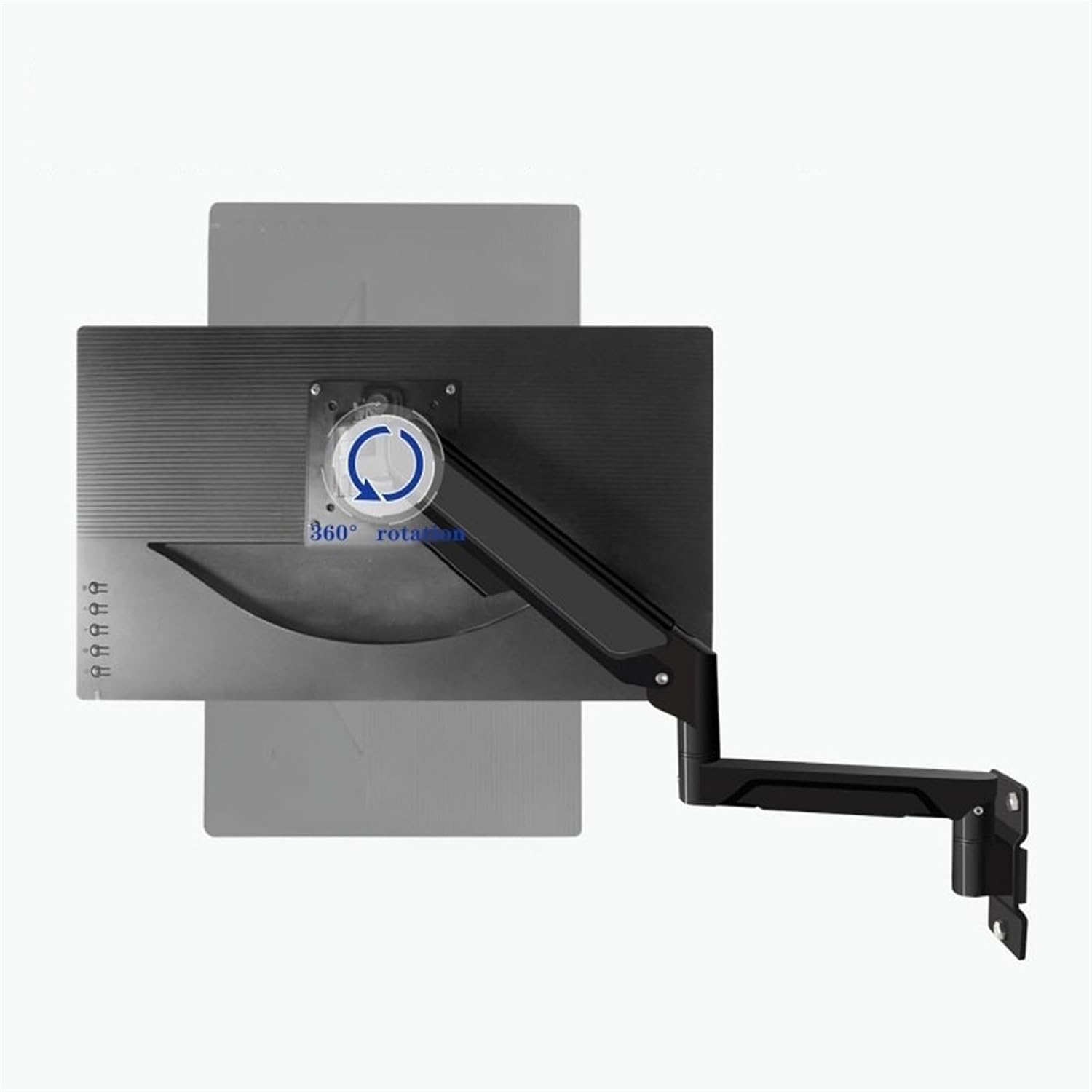 Monitor Arm Wall Mount Monitor Arm with Laptop Tray, Aluminum Gas Spring Full Motion Laptop Mount Arm Fits Max 32 inch, 19.8 lbs Screens/ 10-17' Laptop Monitor Mount(White)