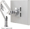 Humanscale M8 Adjustable Articulating Monitor Arm - Bolt Through Mount with Base - Polished Aluminum with White Trim