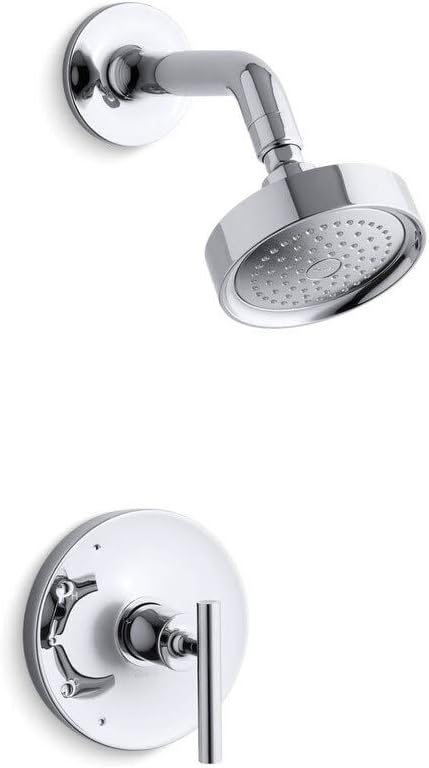 Kohler TS14422-4-SN Purist(R) Rite-Temp(R) shower valve trim with lever handle and 2.5 gpm showerhead, Vibrant Polished Nickel