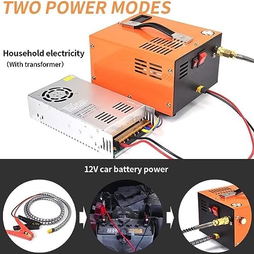 Portable Compressor, PCP Air Compressor, 30Mpa 4500Psi High Pressure Air Gun Pump with Auto Stop, Oil/Water Free PCP Compressor Pump with Built in Power Converter for Fire Diving