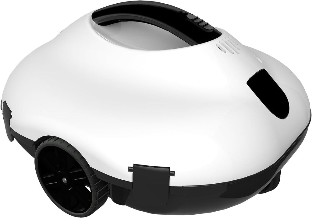 Automatic Robotic Pool Cleaner, Cordless Pool Vacuum Cleaner, Powerful Suction Lasts 130 Mins, Intelligent Path Planning for Flat Pool (White)