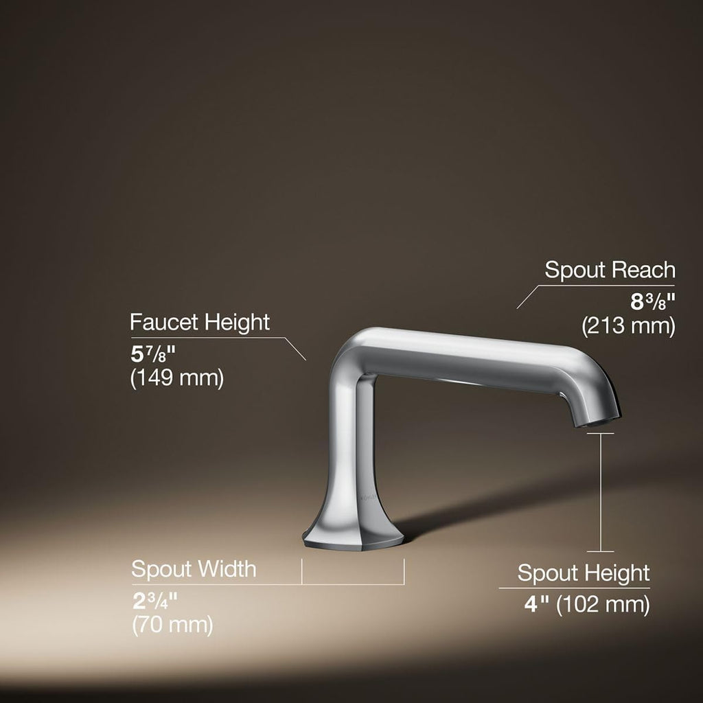 Kohler 27017-CP Occasion™ Deck-Mount Bath spout with Straight Design, Polished Chrome