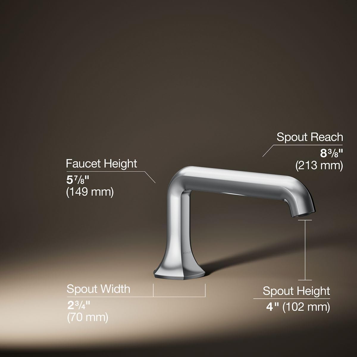 Kohler 27017-CP Occasion™ Deck-Mount Bath spout with Straight Design, Polished Chrome