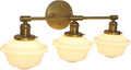 Pathson Milk White Glass Bathroom Wall Sconce Lights, 3-Light Hardwired Wall Vanity Lamps for Living Room Vintage Home Decor, E26 Base