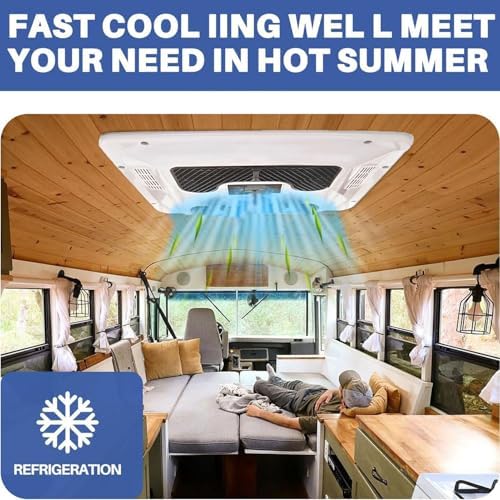 12V/24V Electric Car RV Air Conditioner, 2200W Portable Cooling System for Minivans, SUVs, Trucks & Construction Vehicles, Ideal Parking AC for Campers