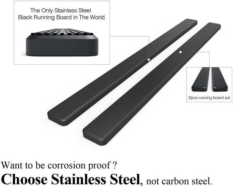 Tuxtreme Running Boards 6-inch Black Compatible with Chevy Colorado GMC Canyon 2015-2026 Crew Cab Stainless Steel (Nerf Bars Side Steps Side Bars)