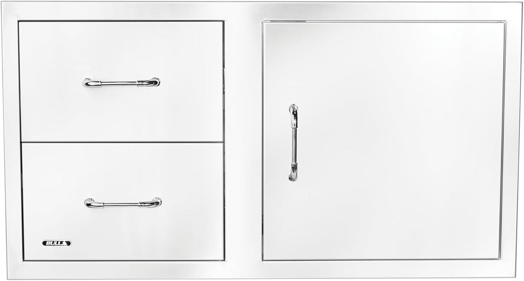 Bull Outdoor Products 55875 38' Door/Drawer Combo – 304 16 Gauge Stainless Steel, Soft Close Drawers, Double Walled Door, Access for Propane Tanks, Rust Resistant Outdoor Kitchen Storage