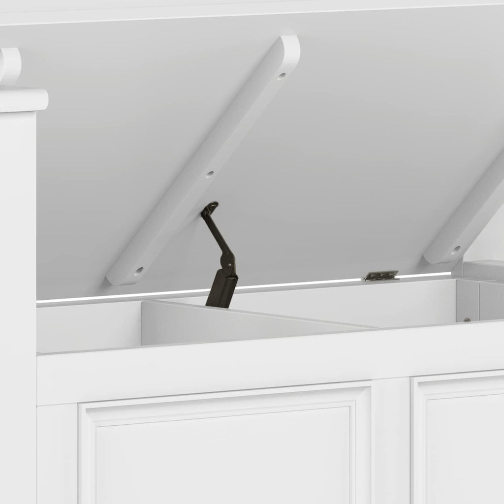 SIMPLIHOME Amherst Entryway Storage Bench - 36 inch Wide Solid Wood Hallway Bench in White, Transitional Bench for Entry or Mudroom with Lift-Up Lid, Storage Compartments and X-Back Detail