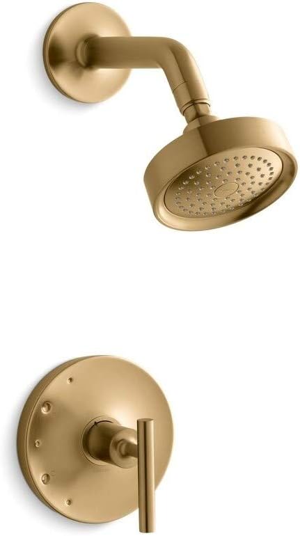 Kohler TS14422-4-SN Purist(R) Rite-Temp(R) shower valve trim with lever handle and 2.5 gpm showerhead, Vibrant Polished Nickel