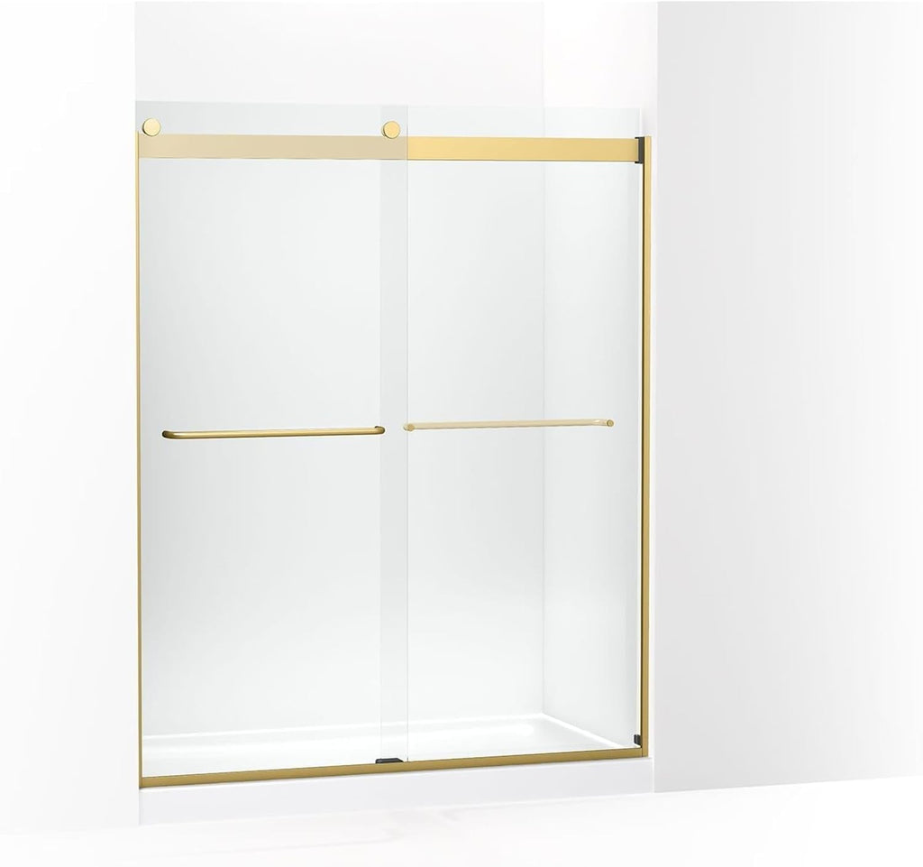KOHLER Levity Sliding shower door, 74-in H x 56-5/8-59-5/8-in W, with 1/4-in thick Crystal Clear glass
