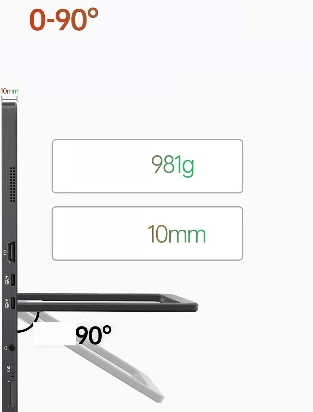 Portable Monitors 2.5K Full HD Resolution 120Hz 300nits Laptop External Screen 16 Inch Portable Monitor