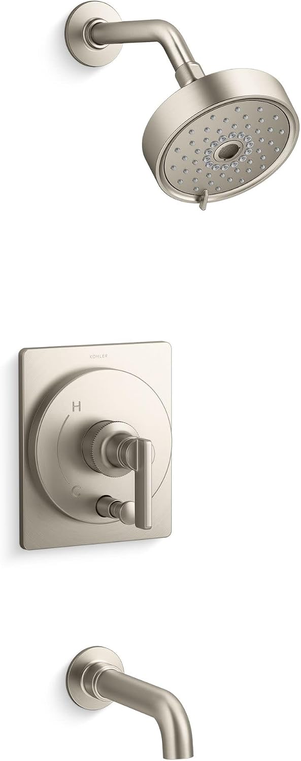 Kohler KT35918-4G-BN Castia by Studio McGee Tub and Shower Trim Package with 1.75 GPM Single Function Shower Head with MasterClean Sprayface Vibrant Brushed Nickel