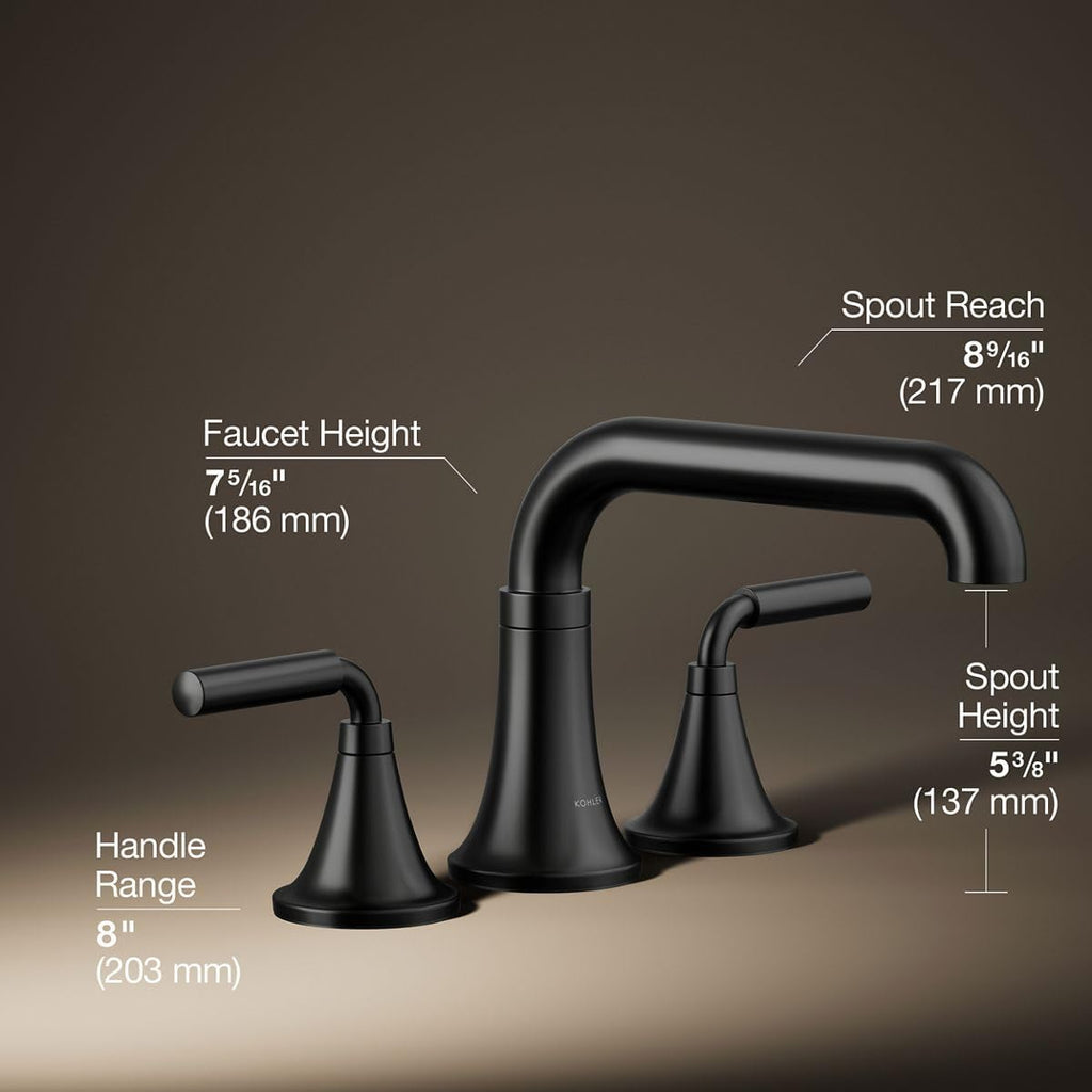 Kohler T27417-4-BL Tone™ Deck-Mount Bath Faucet Trim, Matte Black