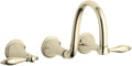KOHLER K-T343-4M-AF Finial Traditional Wall-Mount Lavatory Faucet Trim with Lever Handles and 9' Spout, Valve Not Included, Vibrant French Gold