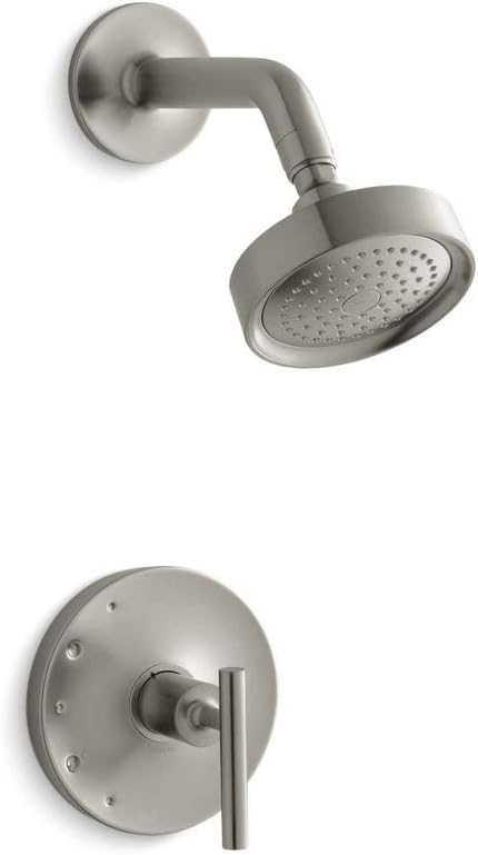 Kohler TS14422-4-SN Purist(R) Rite-Temp(R) shower valve trim with lever handle and 2.5 gpm showerhead, Vibrant Polished Nickel