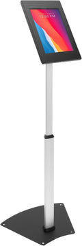 Mount-It! Anti-Theft iPad Floor Stand Kiosk, Height Adjustable 25'–42.5', Locking Enclosure with +/-90° Tilt, 75x75 VESA, Freestanding or Bolt-Down Steel Stand for Retail & Business
