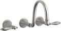 KOHLER K-T343-4M-BN Finial Traditional Wall-Mount Lavatory Faucet with Lever Handles, Vibrant Brushed Nickel