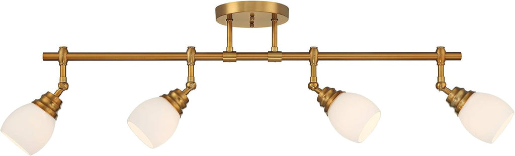 Pro Track Elm Park 4-Head Wall or Ceiling Track Light Fixture Kit Spot-Light Directional Adjustable Gold Finish Glass Modern Transitional Kitchen Bathroom Living Room Dining Hallway Bedroom 36' Wide