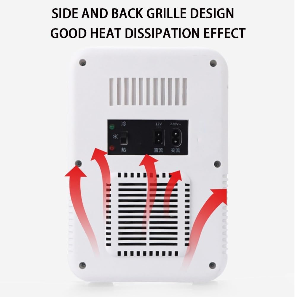 White Mini Fridge for Car/Home, Portable Cooler, Freezer Compressor Cooler with 8-Liter Capacity, Silent System
