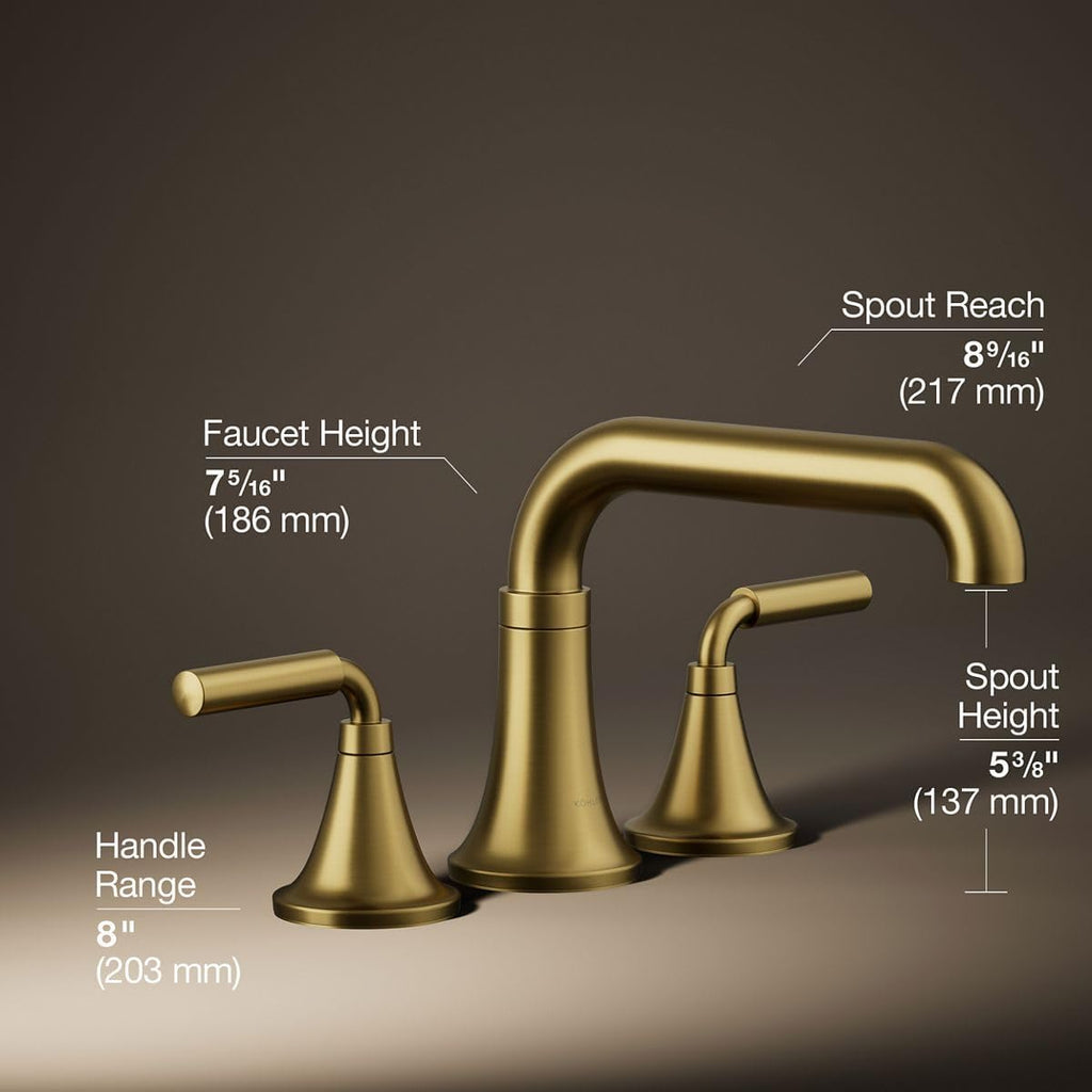 Kohler T27417-4-2MB Tone™ Deck-Mount Bath Faucet Trim, Vibrant Brushed Moderne Brass