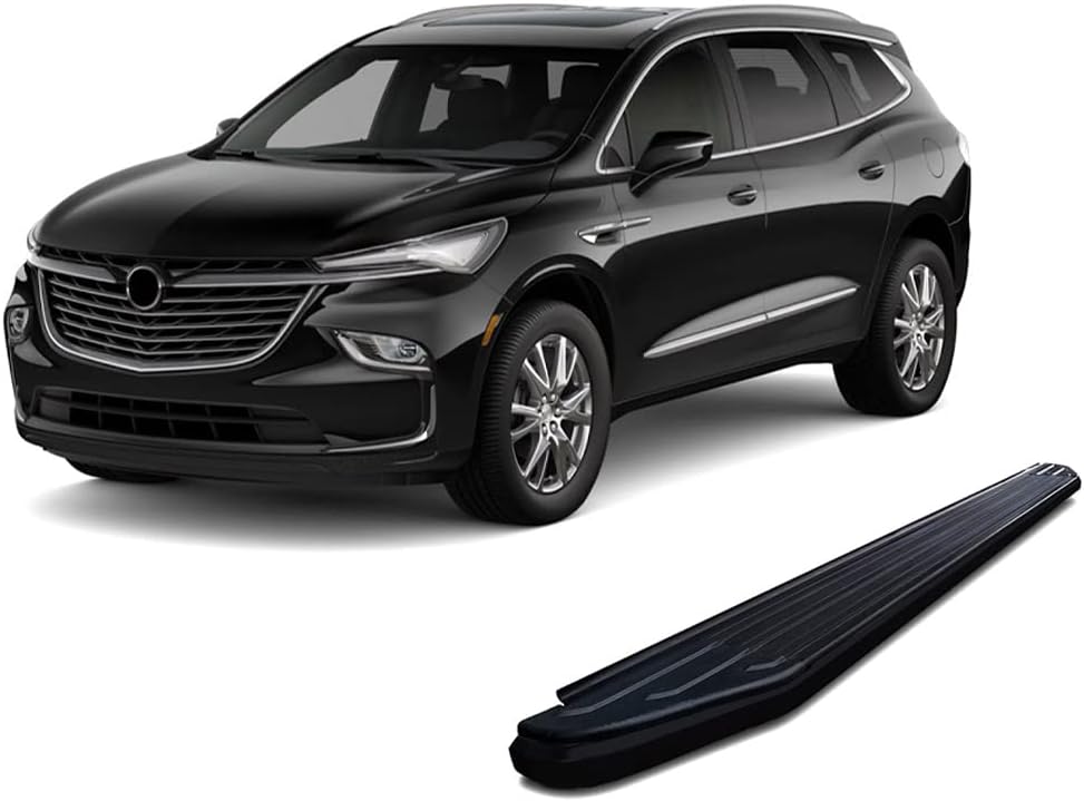 Black Horse PEERLESS Running Boards Black Compatible with 2018-2023 Chevrolet Traverse|2018-2024 Buick Enclave-PR-G179BK