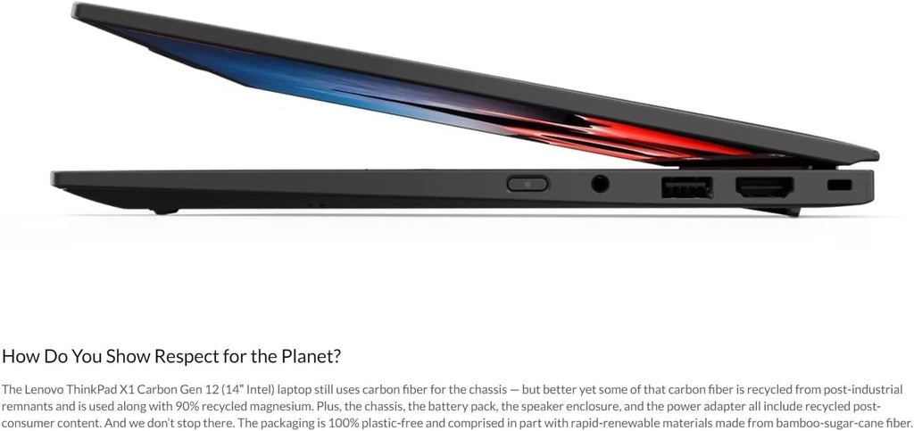 Lenovo ThinkPad X1 Carbon Gen 12 Business Laptop - 14' 1920x1200 Touchscreen - Intel Ultra 7 155U - 32GB DDR5 RAM 2TB SSD - Intel Graphics - Thunderbolt 4 - Wi-Fi 6E - Fingerprint - W11P - Black