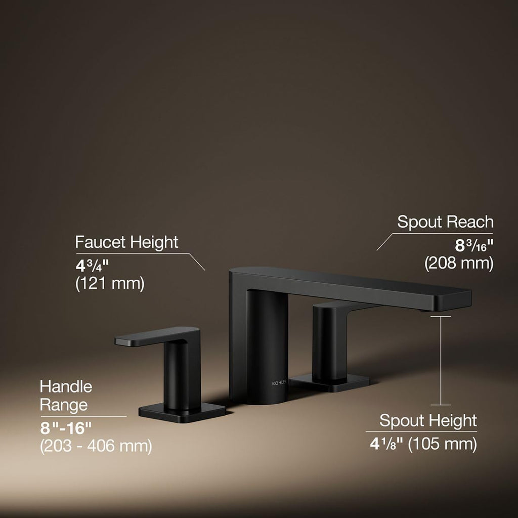 Kohler 27121-4-BL Parallel® Two-Handle Deck-Mount Bath Faucet, Matte Black